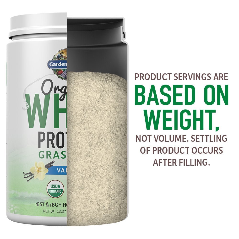 Garden of Life Grass Fed Whey Protein Powder Vanilla - 21g Protein for Women & Men + Probiotics - 12 Servings - Gluten Free, Non GMO, Kosher, Humane, RBST & rBGH Hormone Free - FENGGESTORE20