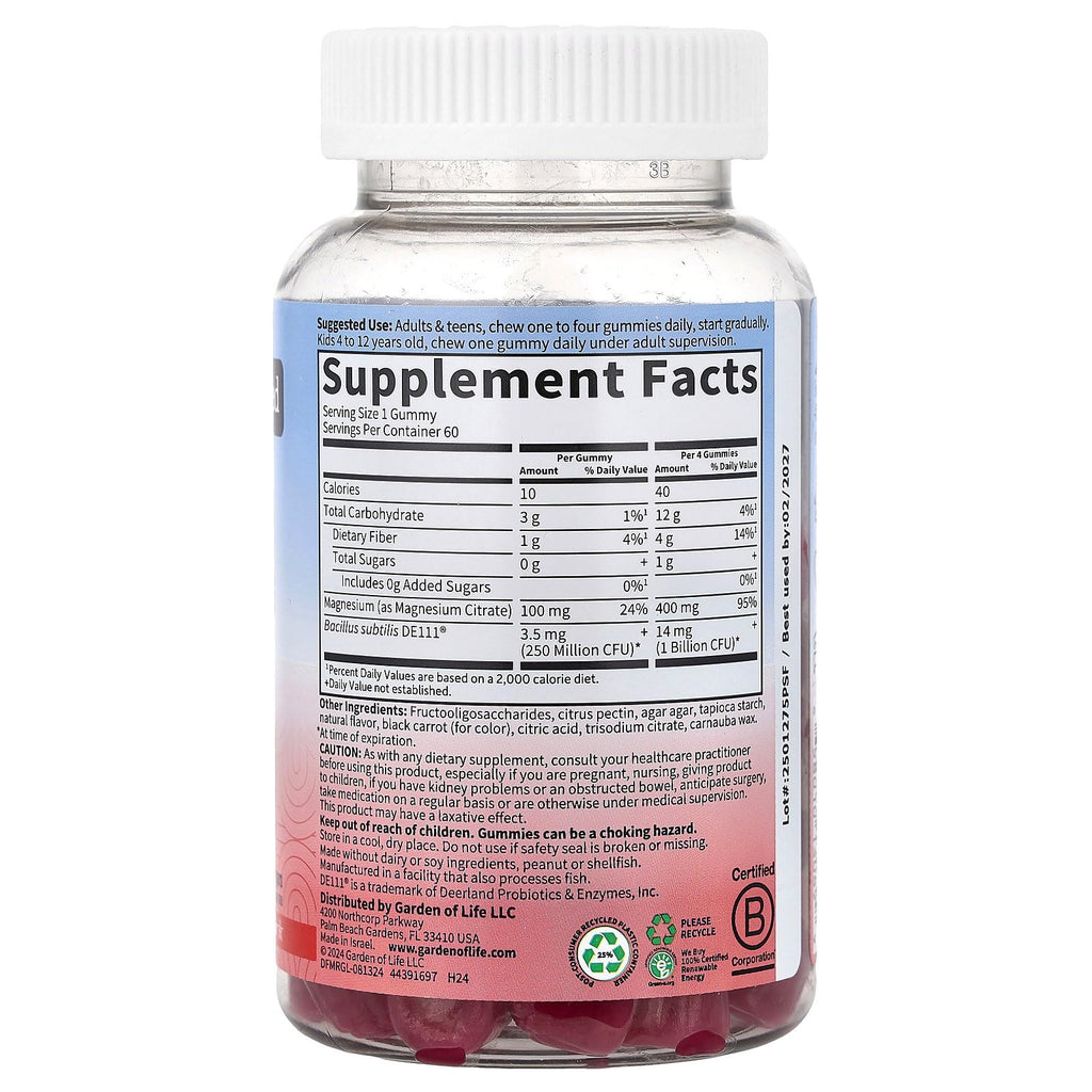 Garden of Life Magnesium Citrate Supplement Gummies with Prebiotics & Probiotics for Stress, Sleep & Recovery - Vegan, Gluten Free, Kosher, Non-GMO - FENGGESTORE20