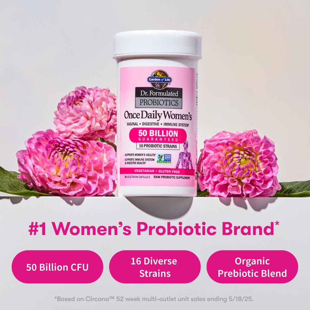 Garden of Life Once Daily Dr. Formulated Probiotics for Women 50 Billion CFU 16 Probiotic Strains with Organic Prebiotics for Digestive, Vaginal & Immune Health - FENGGESTORE20