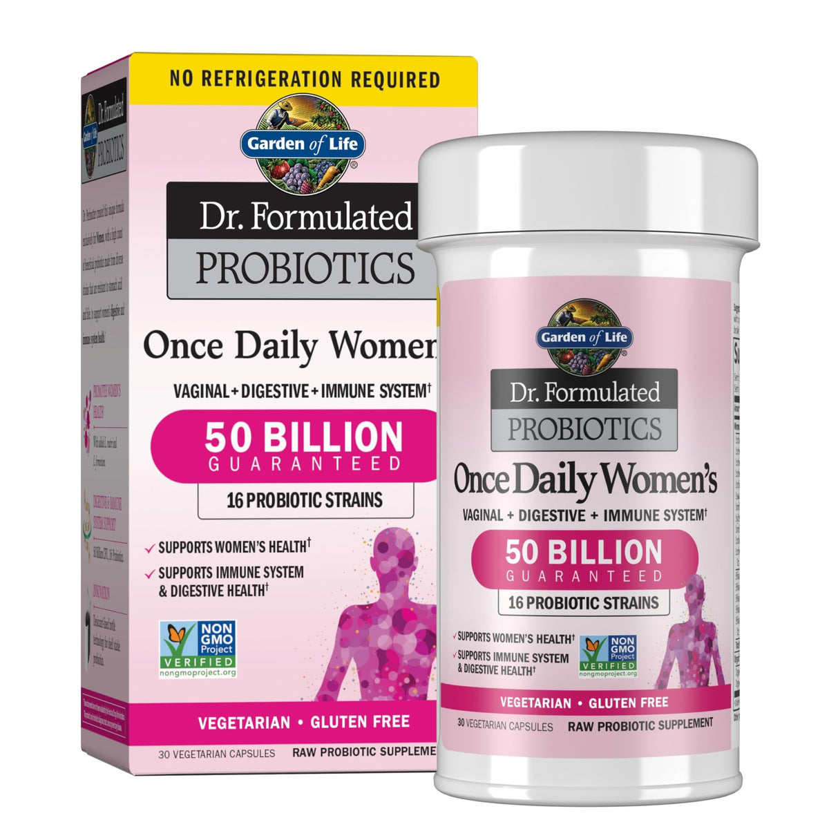 Garden of Life Once Daily Dr. Formulated Probiotics for Women 50 Billion CFU 16 Probiotic Strains with Organic Prebiotics for Digestive, Vaginal & Immune Health - FENGGESTORE20