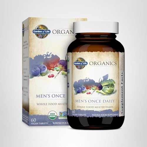 Garden of Life Once Daily Whole Food Multivitamin for Men, Organic Mens Vitamins & Minerals, Vitamin C, Zinc, Vegan, for Health & Well-Being, 60 Tablets - FENGGESTORE20