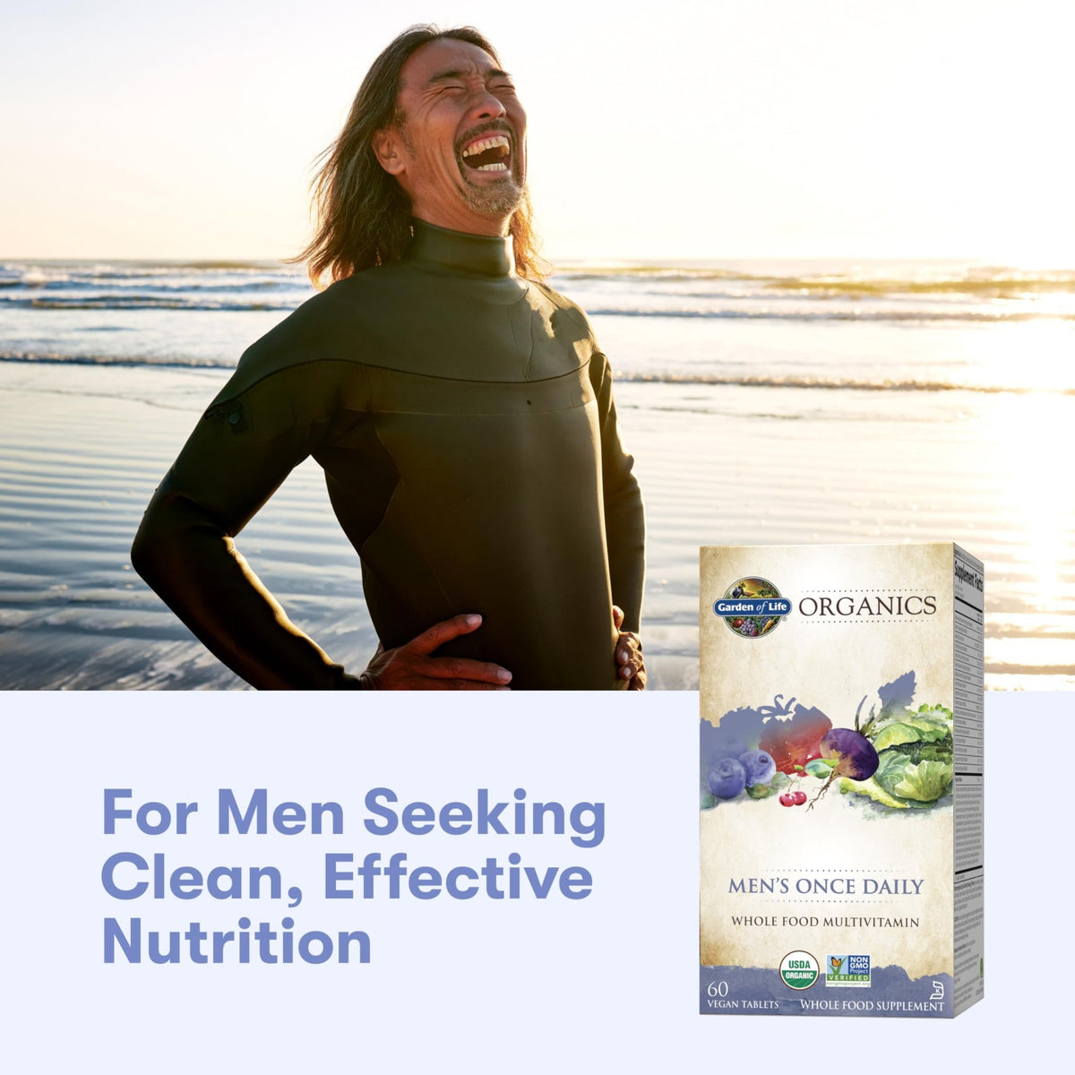 Garden of Life Once Daily Whole Food Multivitamin for Men, Organic Mens Vitamins & Minerals, Vitamin C, Zinc, Vegan, for Health & Well-Being, 60 Tablets - FENGGESTORE20