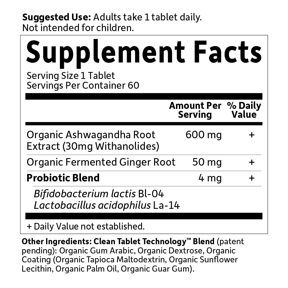 Garden of Life Organic Ashwagandha Supplement with Probiotics & Ginger - Stress, Mood & Energy Support, Vegan, Gluten Free - FENGGESTORE20