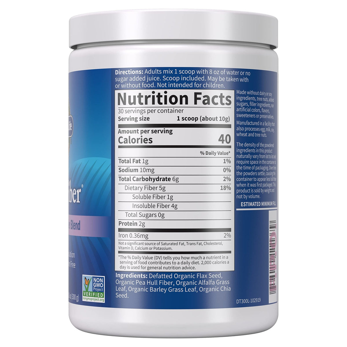 Garden of Life Organic Unflavored Fiber Powder Detox Blend with Chia, Alfalfa & Barley for Herbal Cleanse, Gut Health Support - Detoxifiber - Non-GMO, - FENGGESTORE20