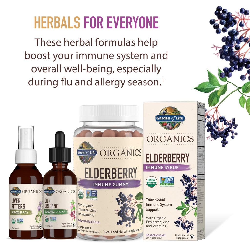 Garden of Life Organics Elderberry Gummies for Adults & Kids - Immune Support Supplement with Organic Fruit, Herbal Blend, Elderberry, Echinacea, Zinc, - FENGGESTORE20