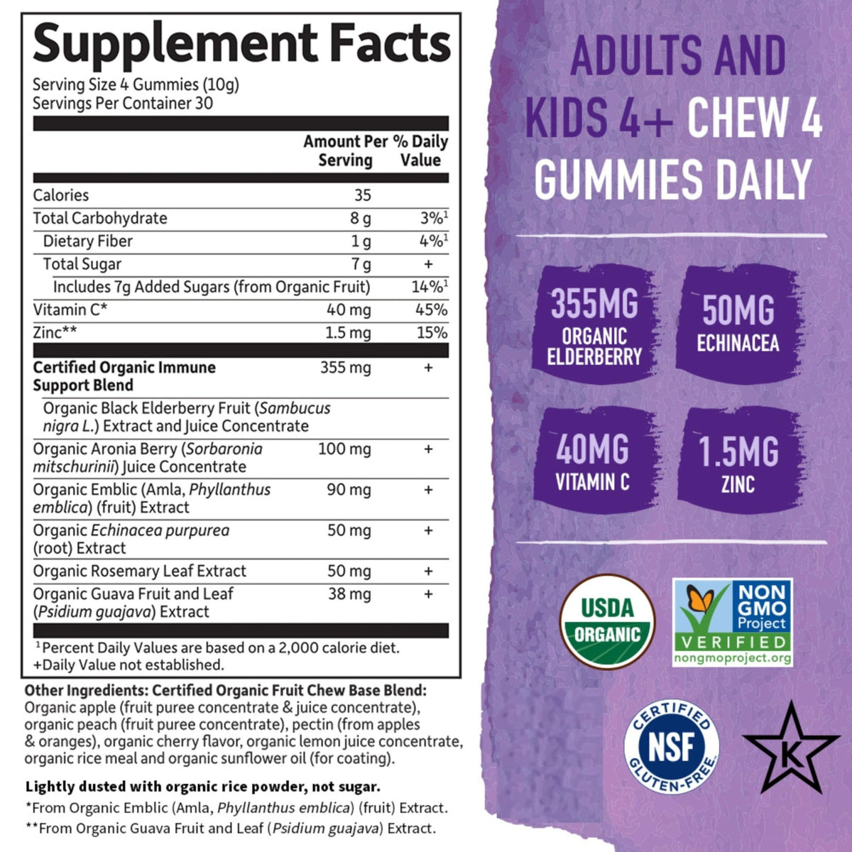Garden of Life Organics Elderberry Gummies for Adults & Kids - Immune Support Supplement with Organic Fruit, Herbal Blend, Elderberry, Echinacea, Zinc, - FENGGESTORE20