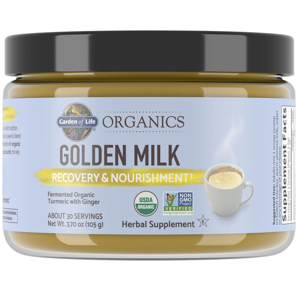 Garden of Life Organics Golden Milk Recovery & Nourishment Powder - 44mg Turmeric Curcumin (95% Curcuminoids), Ashwagandha - Organic Non-GMO Vegan & Gluten - FENGGESTORE20