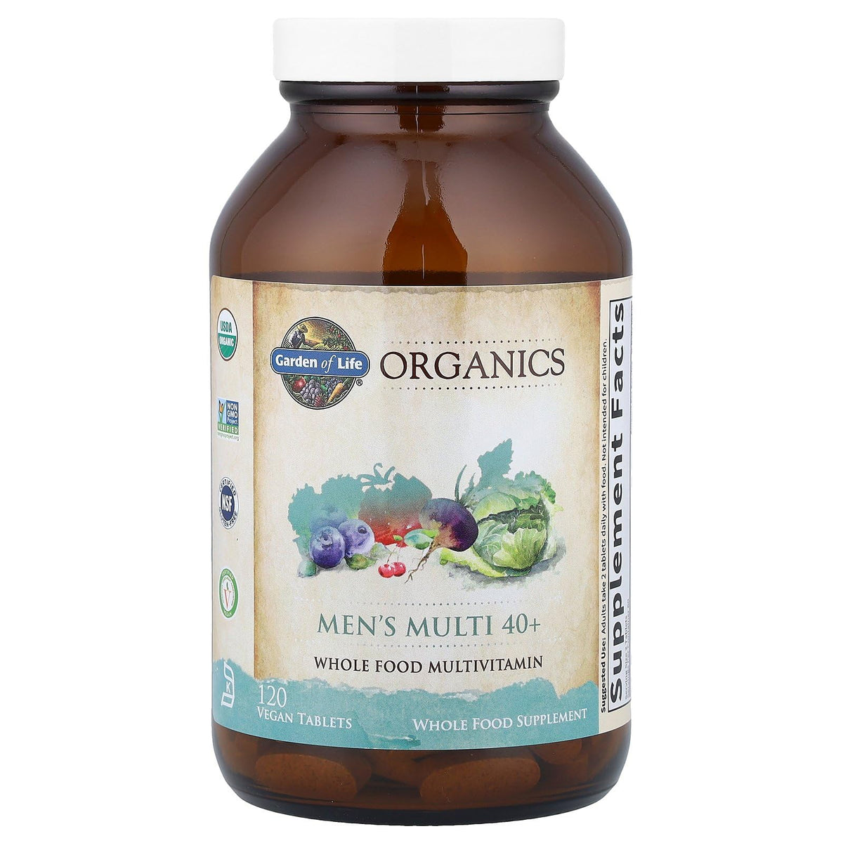 Garden of Life Organics Men's 40+ Multivitamin with Prostate Support, B12 & Vitamins – Vegan Daily Whole Food Multivitamin, Non-GMO, Certified Organic, 120 Tablets - FENGGESTORE20
