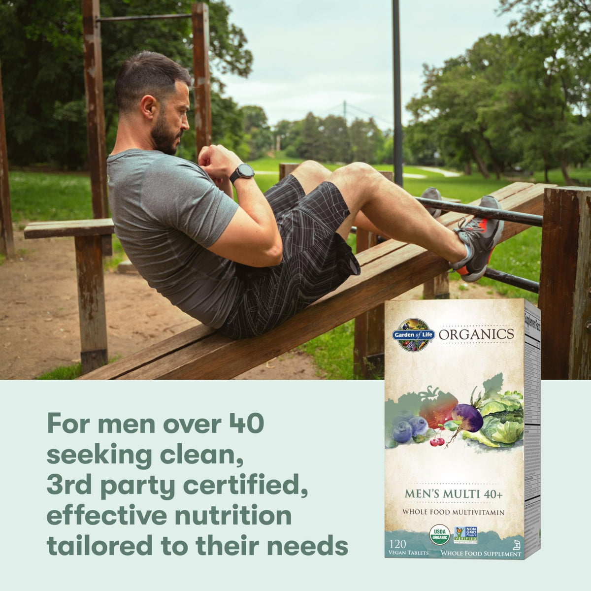 Garden of Life Organics Men's 40+ Multivitamin with Prostate Support, B12 & Vitamins – Vegan Daily Whole Food Multivitamin, Non-GMO, Certified Organic, 120 Tablets - FENGGESTORE20