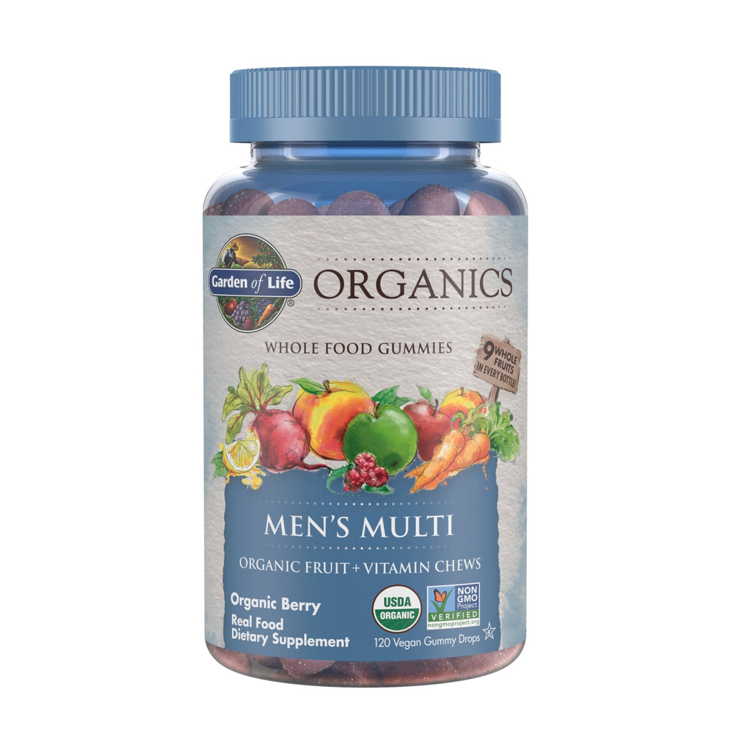 Garden of Life Organics Men's Gummy Vitamins - Berry - Certified Organic, Non-GMO, Vegan, Kosher Complete Multi - Methyl B12, C & D3 - Gluten - FENGGESTORE20