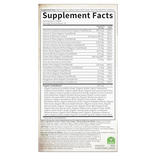 Garden of Life Organics Multivitamin for Women - Women's Once Daily Multi - Whole Food Multi with Iron, Biotin, Vegan Organic Womens Multivitamin for Health - FENGGESTORE20