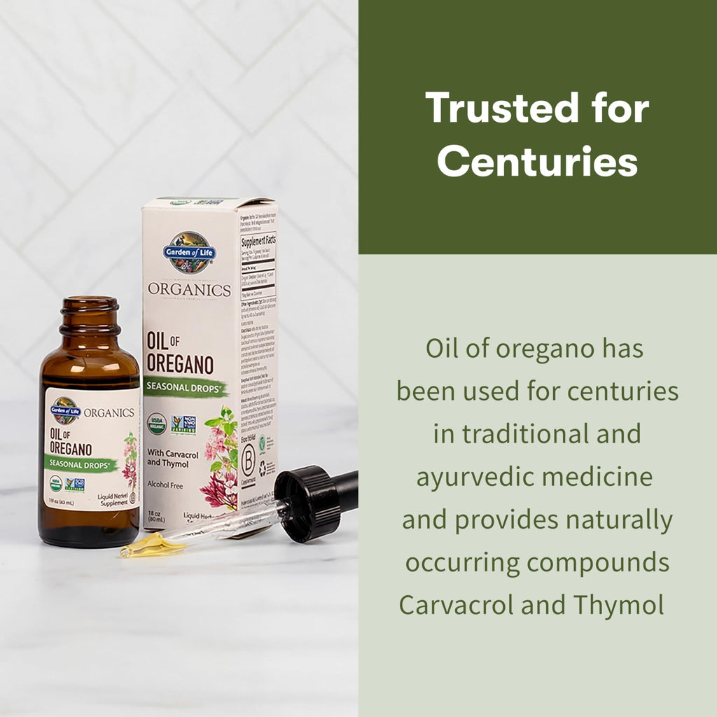 Garden of Life Organics Oil of Oregano Seasonal Drops 1fl oz (30 mL) Liquid, Concentrated Plant Based Immune Support - Alcohol-Free, Organic, Non-GMO - FENGGESTORE20