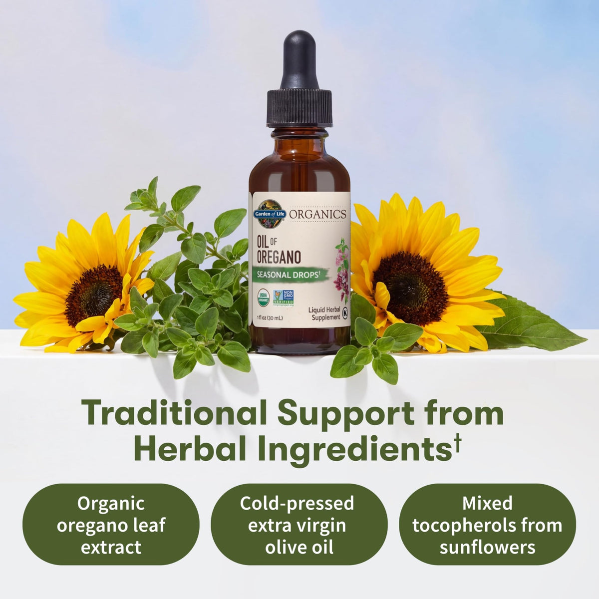 Garden of Life Organics Oil of Oregano Seasonal Drops 1fl oz (30 mL) Liquid, Concentrated Plant Based Immune Support - Alcohol-Free, Organic, Non-GMO - FENGGESTORE20