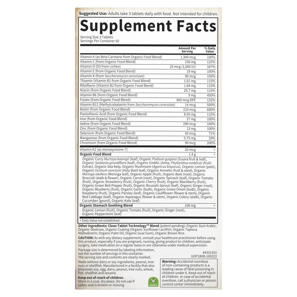 Garden of Life Organics Prenatal Multivitamin with Folate, B6, B12, D3 & Iron – Prenatal Vitamins for Women with Energy Metabolism Support for Healthy - FENGGESTORE20