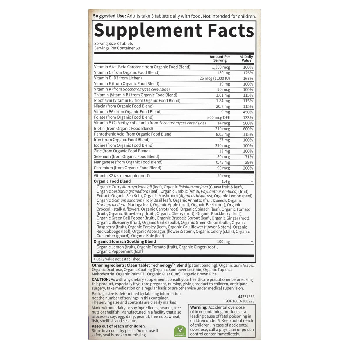 Garden of Life Organics Prenatal Multivitamin with Folate, B6, B12, D3 & Iron – Prenatal Vitamins for Women with Energy Metabolism Support for Healthy - FENGGESTORE20