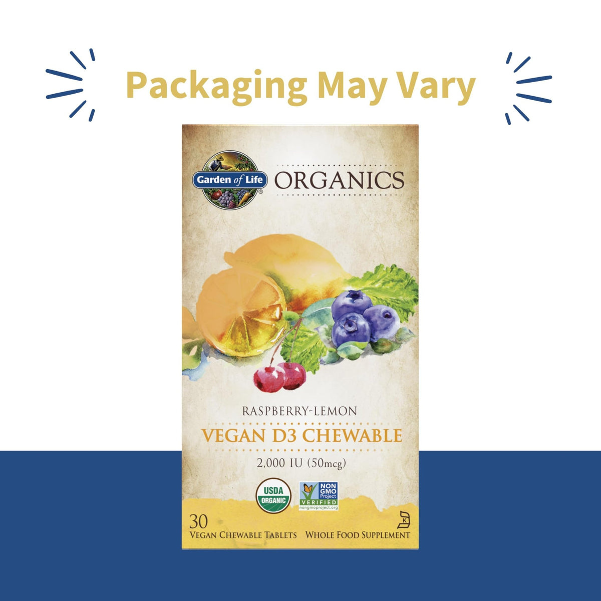 Garden of Life Organics Vegan Vitamin D3 Chewable - Raspberry Lemon, 2,000 IU (50mcg) Whole Food Vitamin D3 from Lichen - FENGGESTORE20
