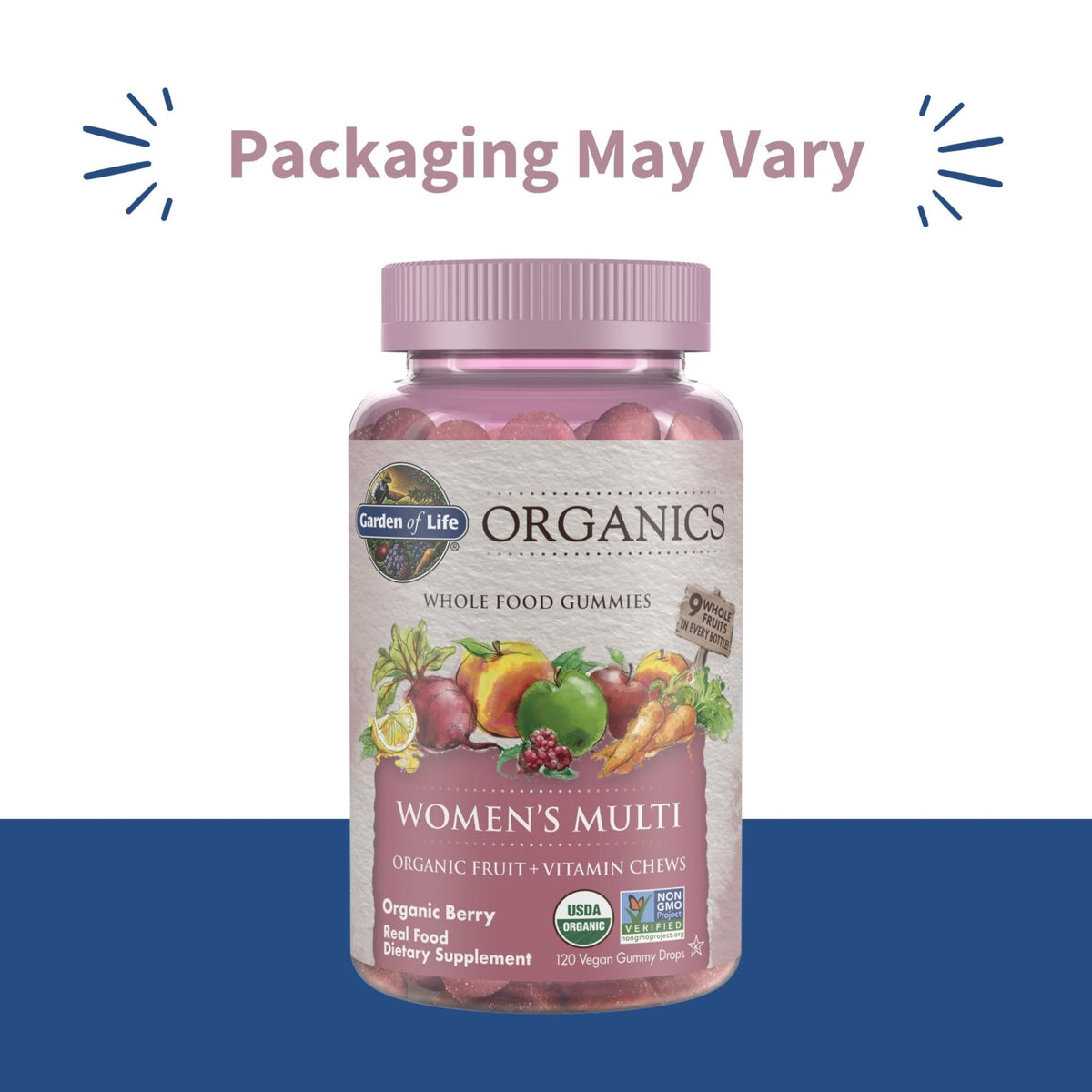 Garden of Life Organics Women's Gummy Vitamins - Berry - Certified Organic, Non-GMO, Vegan, Kosher Complete Multi - Methyl B12, C & D3 - Gluten - FENGGESTORE20