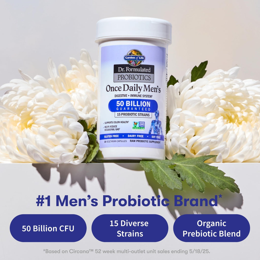 Garden of Life Probiotics for Men, Dr Formulated 50 Billion CFU 15 Probiotics for Digestive Health + Organic Prebiotic Fiber, Colon & Immune Support - FENGGESTORE20