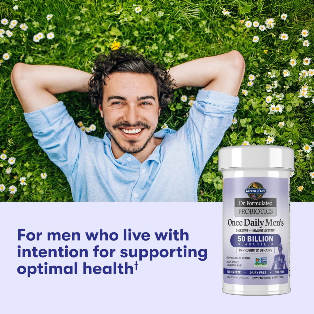 Garden of Life Probiotics for Men, Dr Formulated 50 Billion CFU 15 Probiotics for Digestive Health + Organic Prebiotic Fiber, Colon & Immune Support - FENGGESTORE20