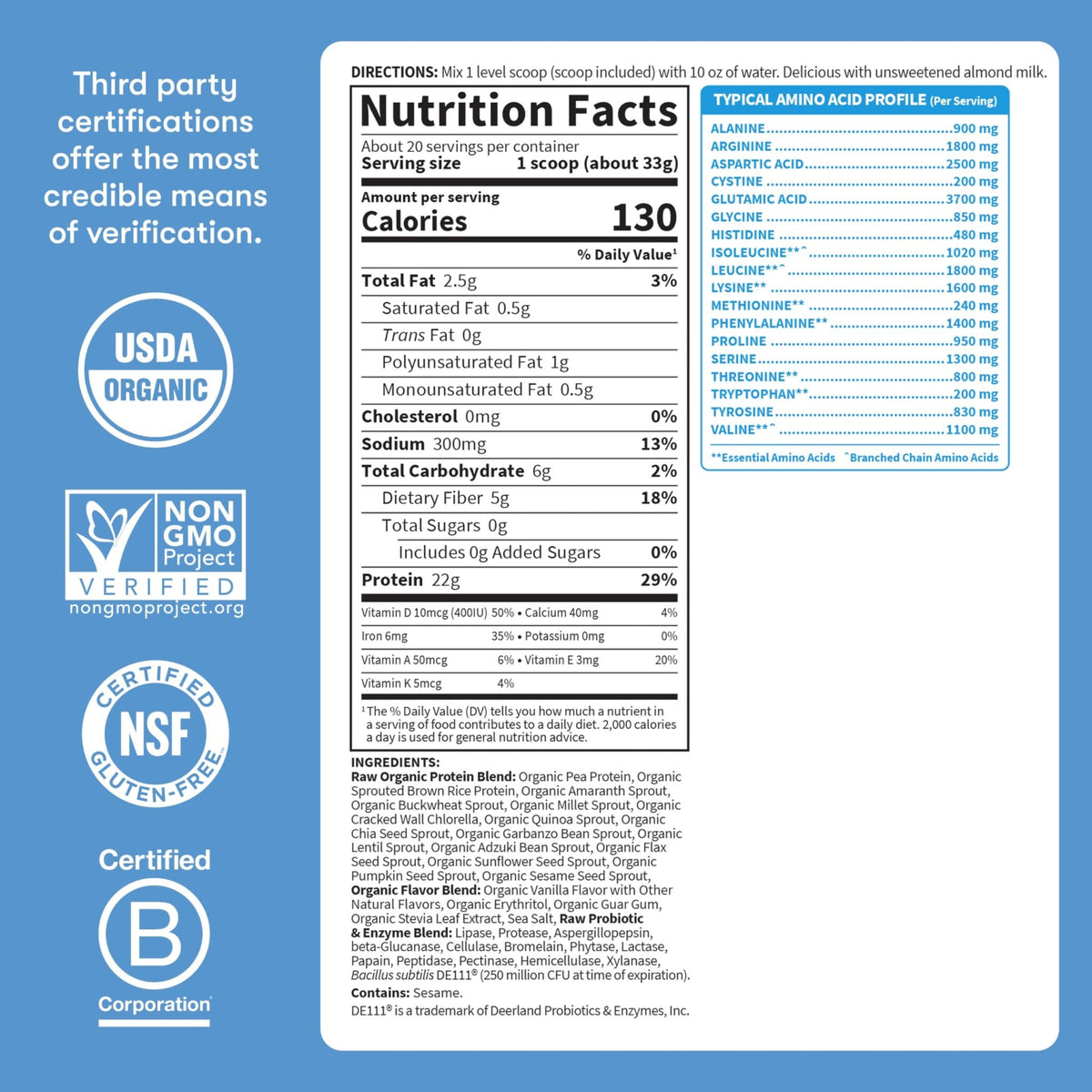 Garden Of Life Protein Powder, Vegan Protein Powder, Bcaa, Probiotics & Digestive Enzymes, Gluten & Lactose Free, Vanilla, 23.28 Ounce - FENGGESTORE20