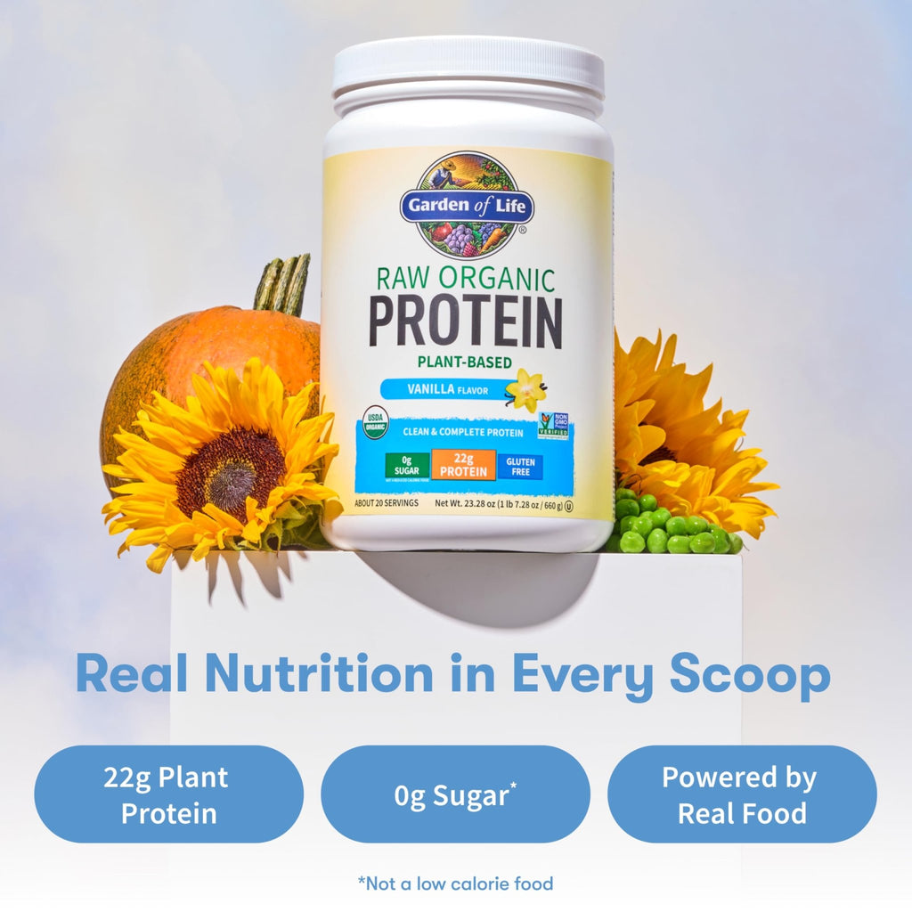 Garden Of Life Protein Powder, Vegan Protein Powder, Bcaa, Probiotics & Digestive Enzymes, Gluten & Lactose Free, Vanilla, 23.28 Ounce - FENGGESTORE20