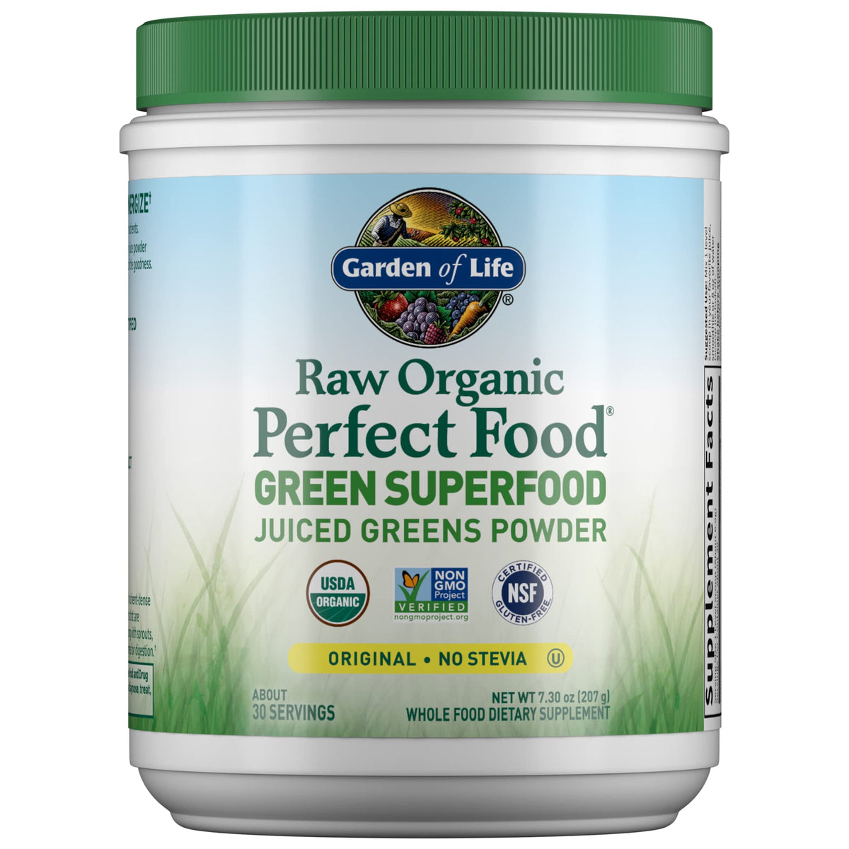 Garden of Life Raw Organic Perfect Food Green Superfood Juiced Greens Powder - Original Stevia-Free, 30 Servings, Non-GMO, Gluten Free Whole Food Dietary - FENGGESTORE20