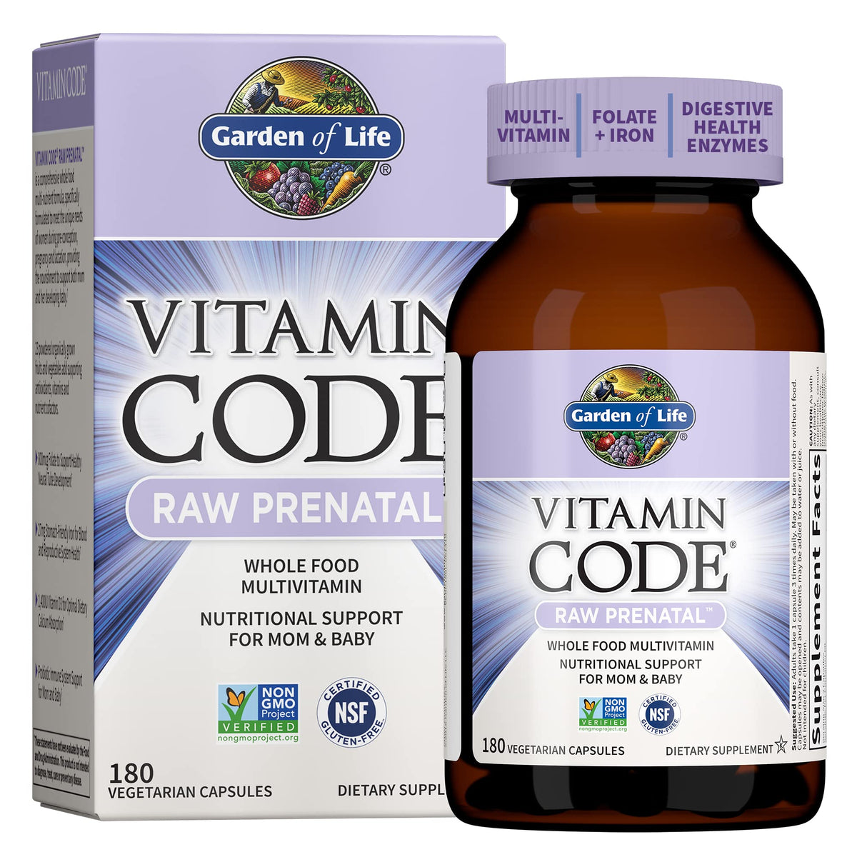 Garden Of Life, Raw Vitamin Code Prenatal, 180 Vegetarian Capsules - FENGGESTORE20