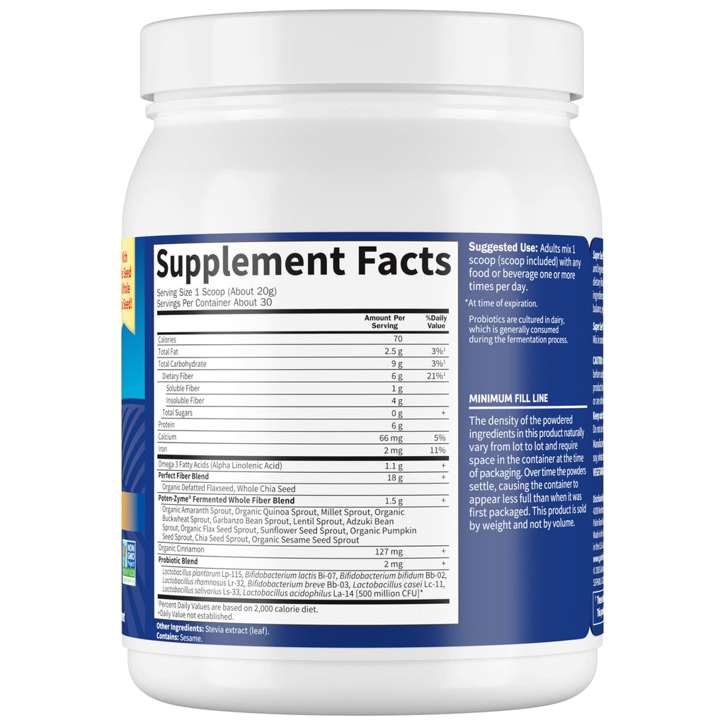 Garden of Life Super Seed - Vegetarian Whole Food Fiber Supplement with Protein and Omega 3, 5oz (600g) Powder - FENGGESTORE20
