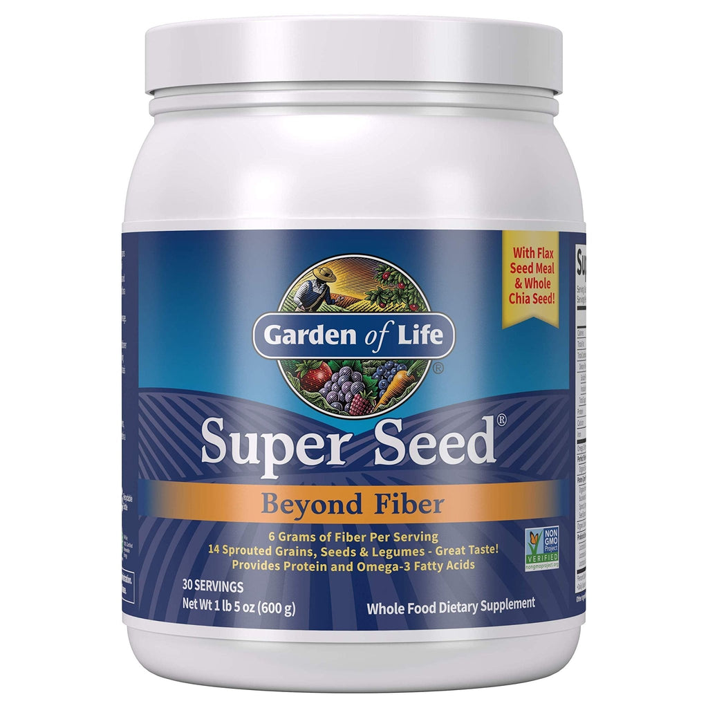 Garden of Life Super Seed - Vegetarian Whole Food Fiber Supplement with Protein and Omega 3, 5oz (600g) Powder - FENGGESTORE20