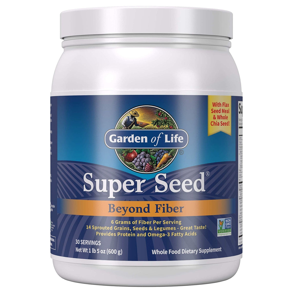 Garden of Life Super Seed - Vegetarian Whole Food Fiber Supplement with Protein and Omega 3, 5oz (600g) Powder - FENGGESTORE20