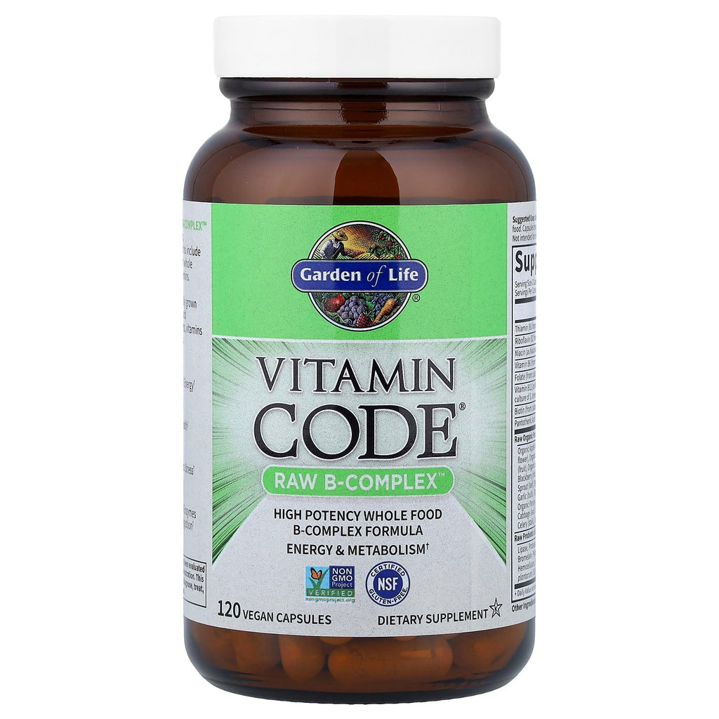 Garden of Life Vitamin B Complex, 120 Vegan Capsules, High Potency Vitamins for Energy & Metabolism with B6, Folate & B12 - FENGGESTORE20
