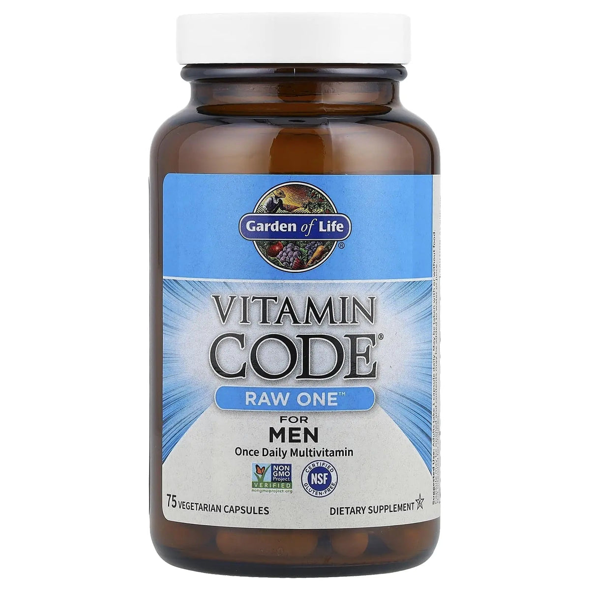 Garden of Life Vitamin Code Raw One for Men, Once Daily Multivitamin, 75 Capsules, One a Day Mens Vitamins Plus Fruit, Veggies & Probiotics for Mens Health - FENGGESTORE20
