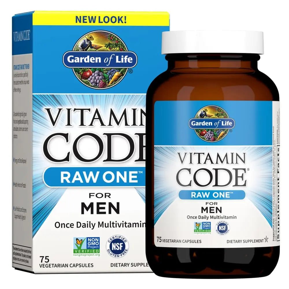 Garden of Life Vitamin Code Raw One for Men, Once Daily Multivitamin, 75 Capsules, One a Day Mens Vitamins Plus Fruit, Veggies & Probiotics for Mens Health - FENGGESTORE20