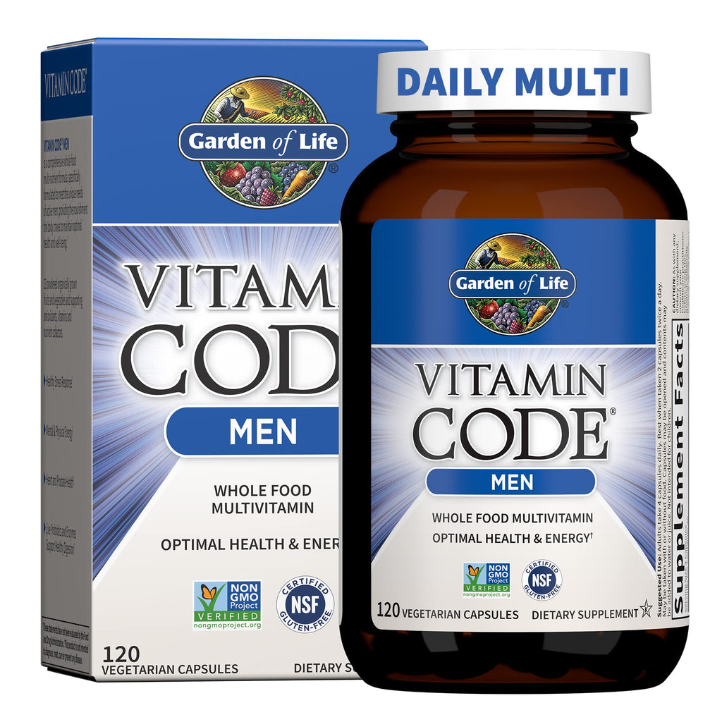 Garden of Life Vitamin Code Whole Food Multivitamin for Men - 120 Capsules, Vitamins for Men, Fruit & Veggie Blend and Probiotics for Energy - FENGGESTORE20