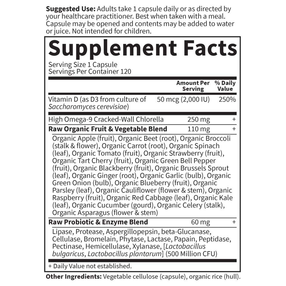 Garden of Life Vitamin D, Vitamin Code Raw D3, Vitamin D 2,000 IU, Raw Whole Food D3 Supplements with Chlorella, Fruit, Veggies & Probiotics - FENGGESTORE20