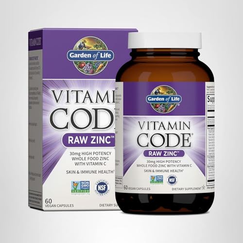 Garden of Life Zinc Supplements 30mg High Potency Raw Zinc and Vitamin C Multimineral Supplement, Vitamin Code Vitamins Trace Minerals & Probiotics - FENGGESTORE20