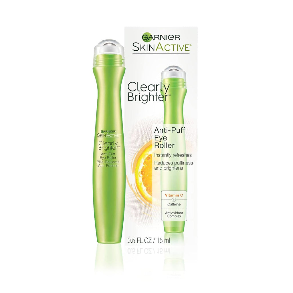 Garnier Clearly Brighter Anti-Puff Eye Roller, Dark Circles Under Eye Treatment with Caffeine and Vitamin C, 0.5 Fl Oz (15mL) - FENGGESTORE20