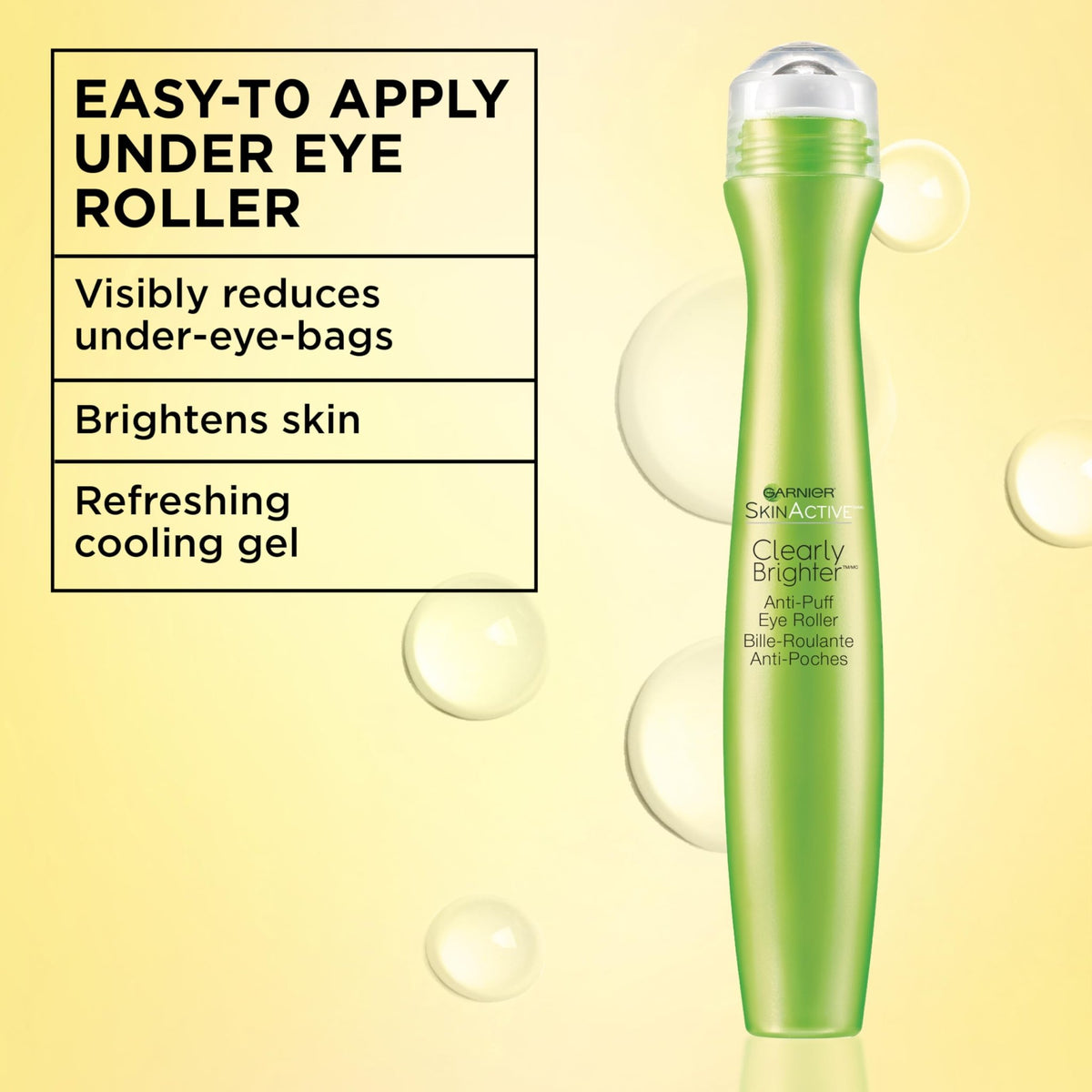 Garnier Clearly Brighter Anti-Puff Eye Roller, Dark Circles Under Eye Treatment with Caffeine and Vitamin C, 0.5 Fl Oz (15mL) - FENGGESTORE20