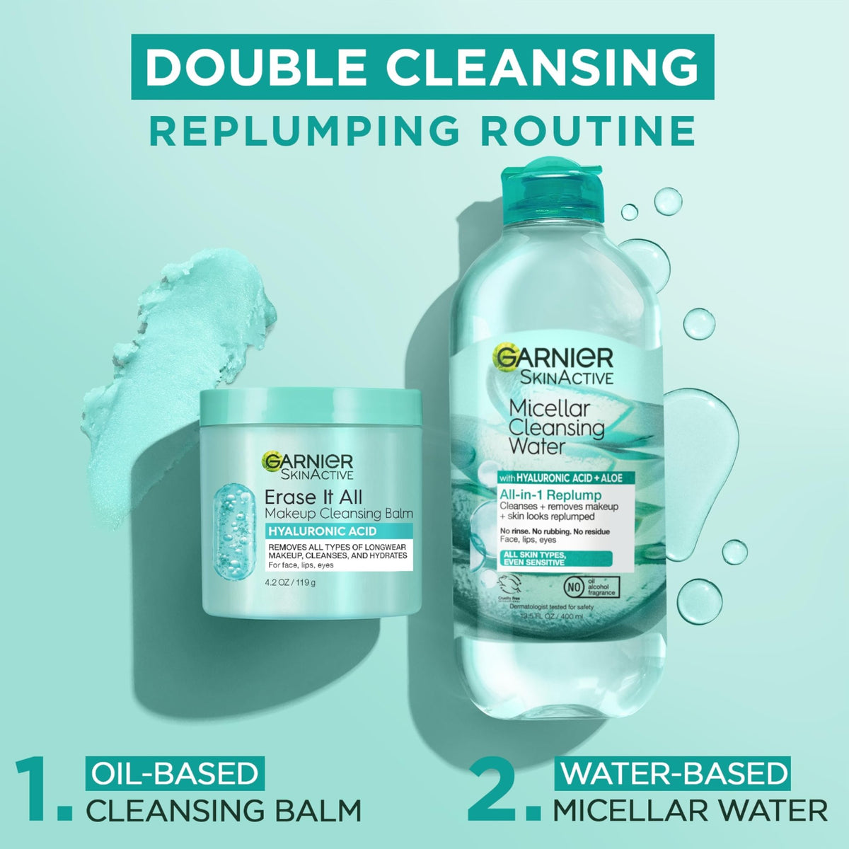 Garnier Erase It All Makeup Cleansing Balm with Hyaluronic Acid, Replumping Facial Cleanser and Makeup Remover, 4.2 Oz - FENGGESTORE20