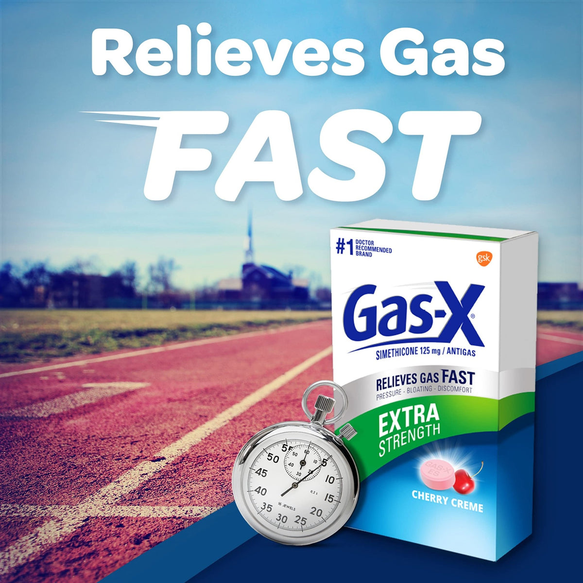 Gas-X Extra Strength Chewable Gas Relief Tablets with Simethicone 125 mg for Bloating Relief, Cherry - 72 Count - FENGGESTORE20
