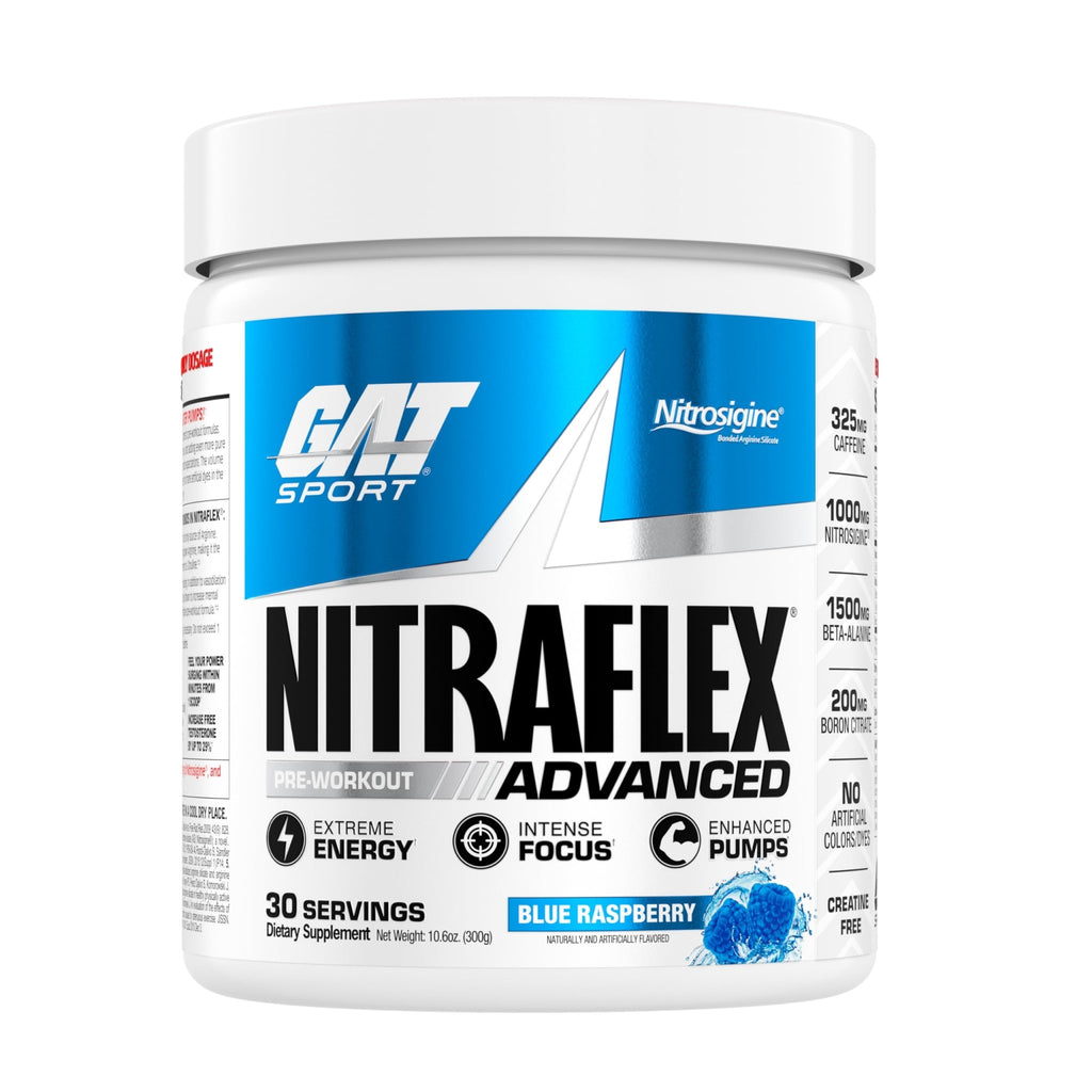 GAT SPORT Nitraflex Advanced Pre-Workout Powder, Increases Blood Flow, Boosts Strength and Energy, Improves Exercise Performance, (Blue Raspberry, 30 Servings) - FENGGESTORE20