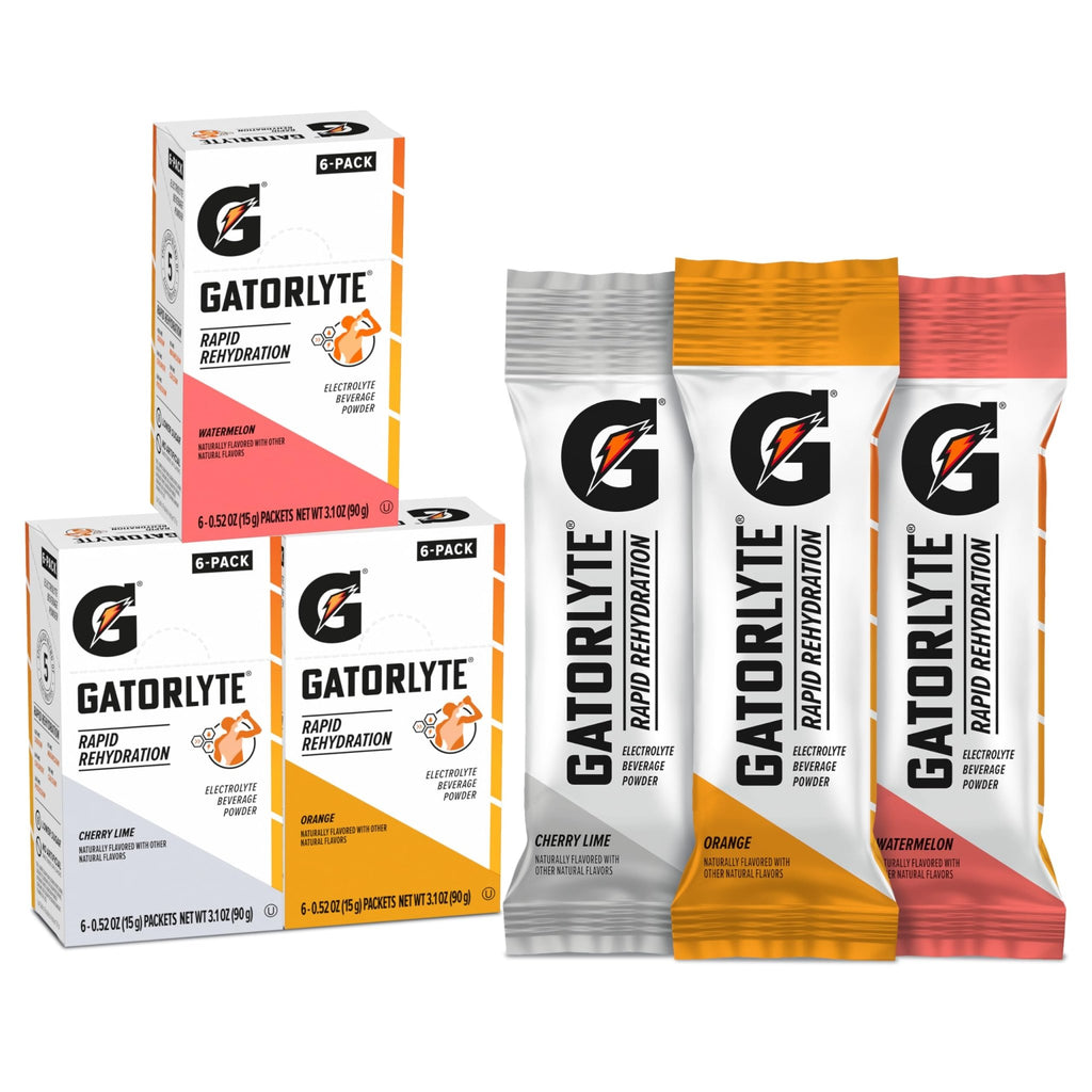 Gatorlyte Rapid Rehydration Electrolyte Beverage, Variety Pack, Lower Sugar, Specialized Blend of 5 Electrolytes, No Artificial Sweeteners or Flavors, 18 pack - FENGGESTORE20