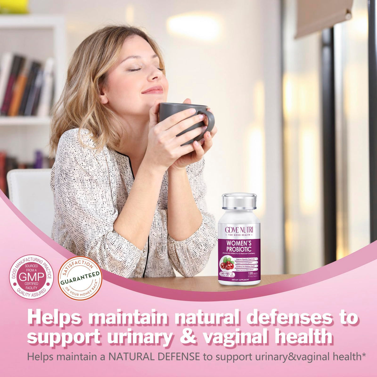 GDMENUTRI Women's Probiotics, 120 Tablets 120 Billion CFU 18 Strains, Contains Organic Prebiotic Cranberry, Probiotic Supplement for Digestion, - FENGGESTORE20