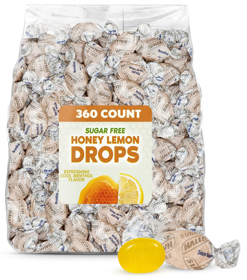 GEEOOLLAH Honey Lemon Drops - Sugar Free Menthol Lozenges with Soothing Honey Lemon Flavor, 360 Count Bulk Bag Individually Wrapped Refreshing Candy Drops - FENGGESTORE20