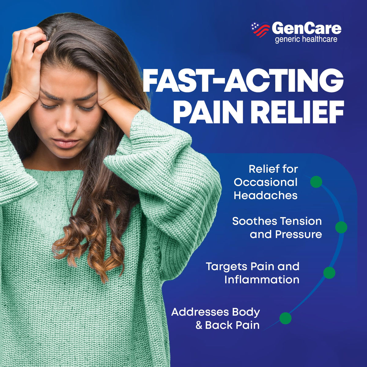 GenCare - Headache Relief Acetaminophen with Aspirin (NSAID) & Caffeine (300 Caplets) Value Pack | Head Pain, Muscle Aches, Back Pain & Body | Generic ExcedrEn Extra Strength - FENGGESTORE20