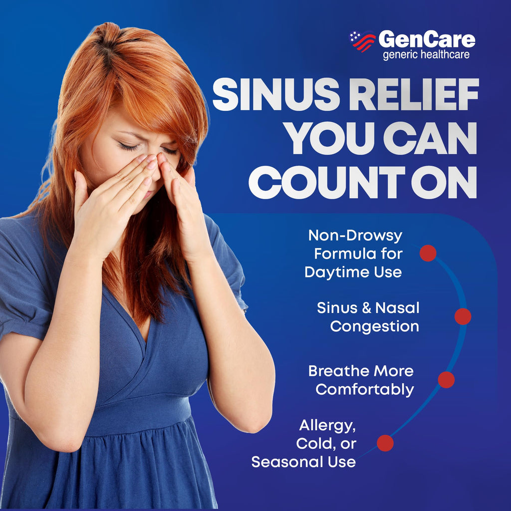 GenCare Nasal Decongestant PE – Phenylephrine HCl 10mg Tablets (Bulk 300 Count) Non-Drowsy Sinus Pressure Relief & Nasal Congestion Relief, Stuffy Nose Decongestants for Adults – Compare to Sudafed PE - FENGGESTORE20