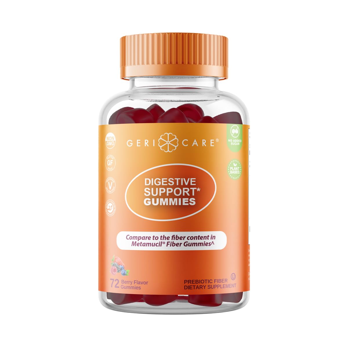 GeriCare Prebiotic Digestive Support, Gummies Compare to Metamucil Fiber Gummies, Berry Flavor, 72 Count, Plant-Based Fiber for Gut Health, Non-GMO, - FENGGESTORE20