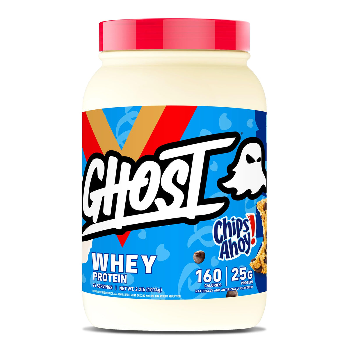 GHOST Whey Protein Powder, Chips Ahoy! - 2LB, 25G of Protein - Whey Protein Blend - ­Post Workout Fitness & Nutrition Shakes, Smoothies, Baking & Cooking - Cookie Pieces Inside - FENGGESTORE20