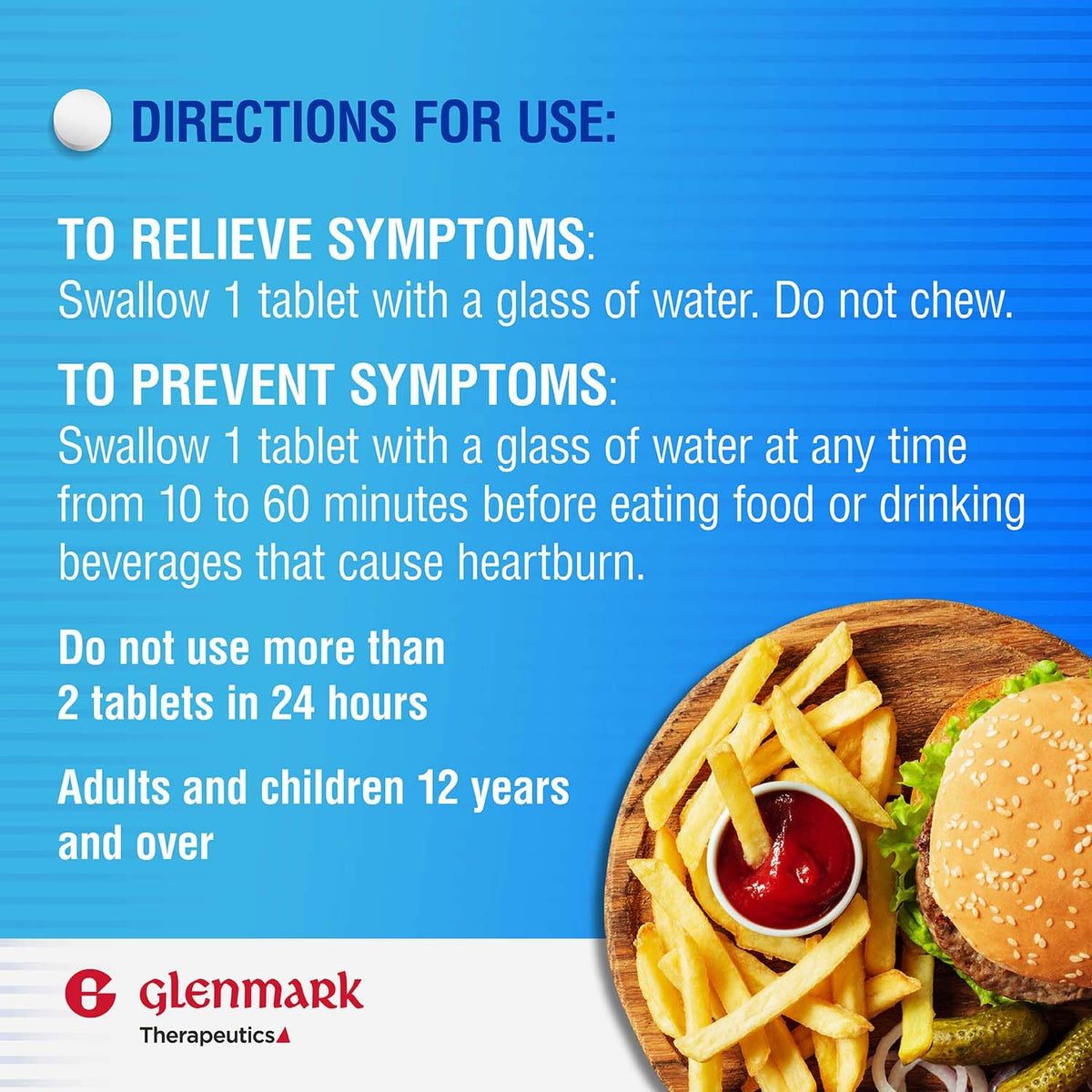 Glenmark Maximum Strength Famotidine Tablets, 20 mg, Acid Reducer for Heartburn Relief, 200 Count - FENGGESTORE20