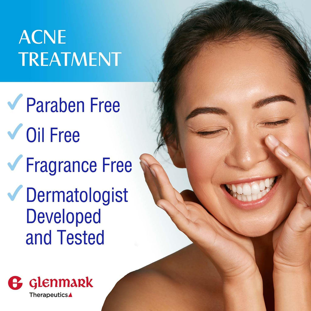 Glenmark Therapeutics Adapalene Gel 0.1% Acne Treatment, Paraben Free Topical Retinoid Cream for Face - FENGGESTORE20